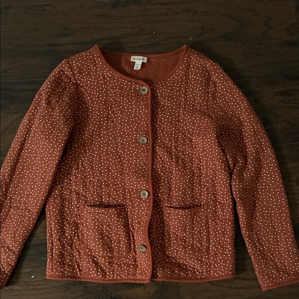 Warm CAbi Rust and White Polka Dot Jacket